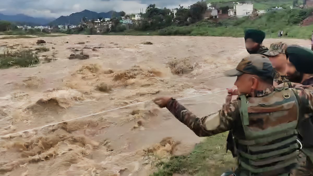 WATCH: Indian Army Saves Stranded Teen from Flooded Tawi River In J&K In Daring Rescue