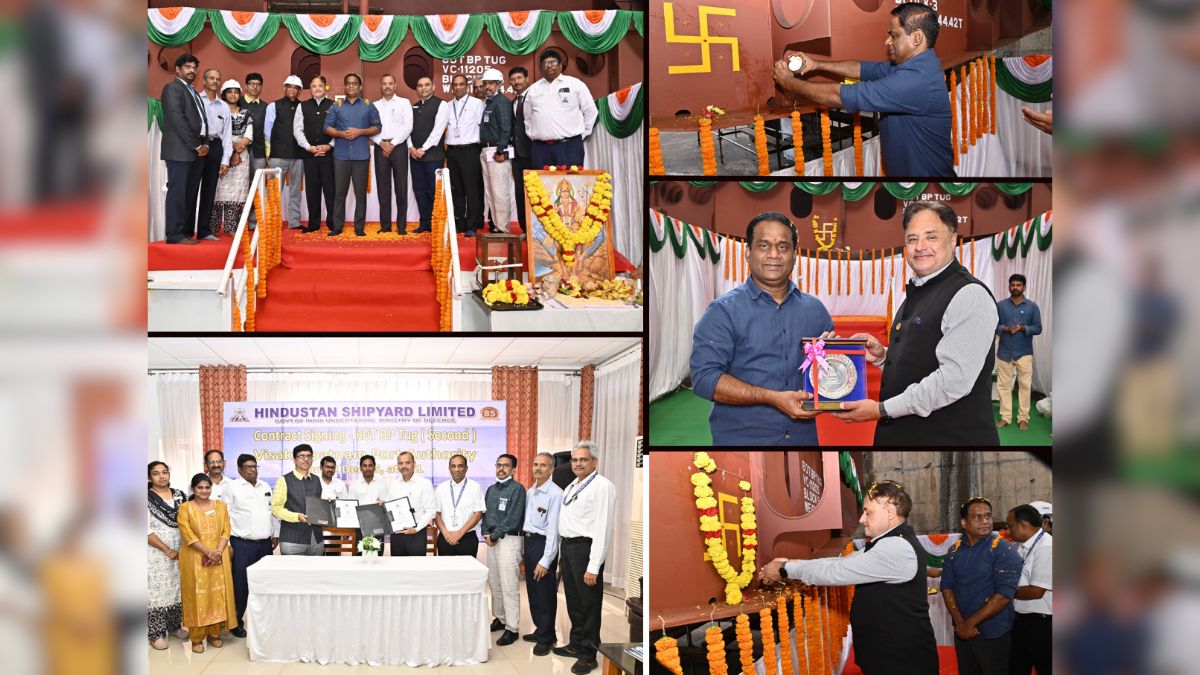 HSL Lays Keel For Harbour Tug, Inks Contract With  Visakhapatnam Port For Bollard Pull Tug