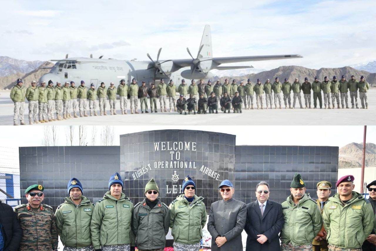 Indian Air Force Leh air base, Air Force Station Leh Ladakh, Leh highest operational airbase, IAF civil aviation infrastructure, Leh airport upgrade Ladakh, Parallel Taxi Track Leh, Indian Air Force Ladakh operations, high altitude air base India, Leh air connectivity tourism, IAF cargo operations Leh, Ladakh aviation infrastructure, Indian Air Force HADR Ladakh.
