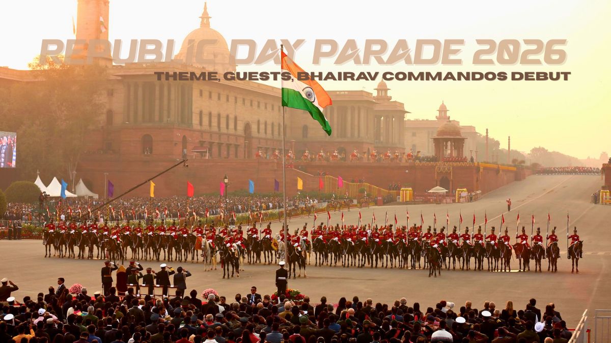 Republic Day Parade 2026, 77th republic day celebrations, Republic Day Parade 2026 theme, Republic Day 2026 theme, Republic Day Parade 2026 vande mataram, 150 years of vande mataram, Operation Sindoor impact, Operation Sindoor republic day 2026, Kartavya Path Republic Day, republic day parade 2026 chief guests, Vande Mataram 150 years, Bhairav commando battalion, Indian Army new formations, BrahMos missile Republic Day, Akash missile system, indian army battle array display republic day 2026, Make in India defence, Atmanirbhar Bharat military, Republic Day flypast aircraft list, European leaders Republic Day India, India defence exports, phased battle array formation, Republic Day tableaux 2026
