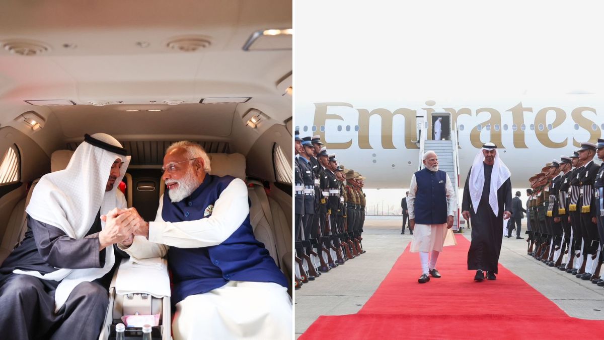 India UAE relations, MBZ India visit, Mohamed bin zayed india visit, Mohamed bin zayed 3 hour india trip, uae president india visit, uae president in india, Modi welcomes UAE President, India UAE strategic partnership, India UAE trade 200 billion, india uae bilateral trade, india uae latest announcements, pm modi mbz meeting outcomes, House of India Abu Dhabi, India UAE AI cooperation, CEPA India UAE, Indian diaspora in UAE, India West Asia diplomacy, BRICS India UAE, Modi MBZ meeting