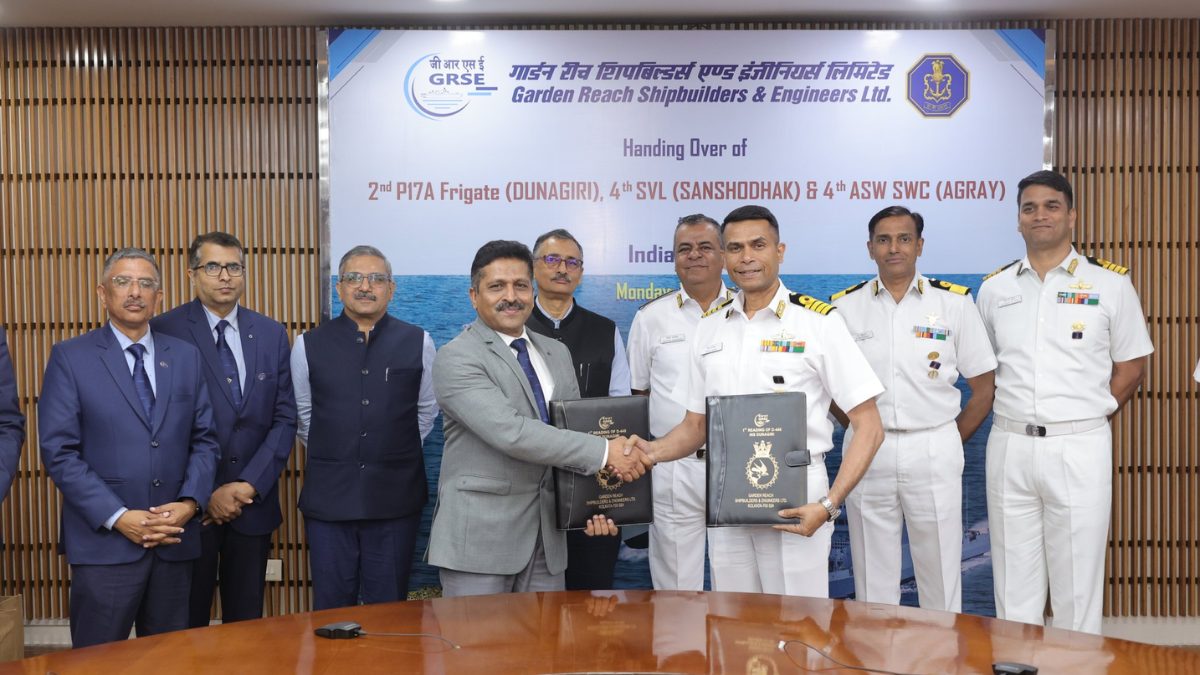 Indian Navy Gets Delivery of Three Ships from State-Run GRSE