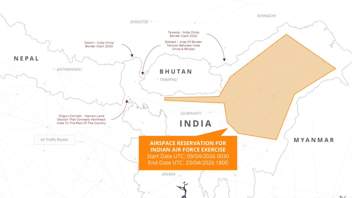 Indian Air Force Seeks NOTAM near North East’s Chicken Neck, Military Exercise Planned